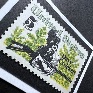 Davy Crockett Framed Postage Stamp Art 4x4 USA #1330